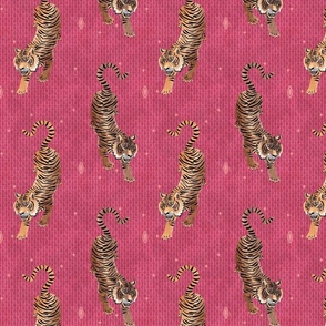 Tyger Tyger - Tigers with geometric dots and drops - bright, hot pink - small