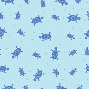 Blue Turtles - Turquoise Background