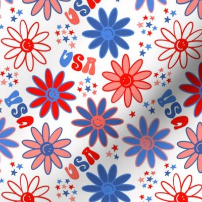 USA flower power on white 