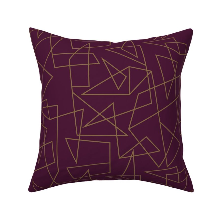 Modern Geometric Large - Dark Burgundy and Gold