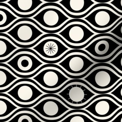 All eyes are on you - black and white repeating eyes  - bold abstract - medium