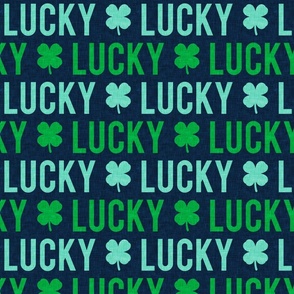 (jumbo scale) Lucky - four leaf clover - multi on navy - St. Patricks Day - C22
