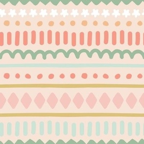 Spring Doodle Stripe - Blush, Large Scale