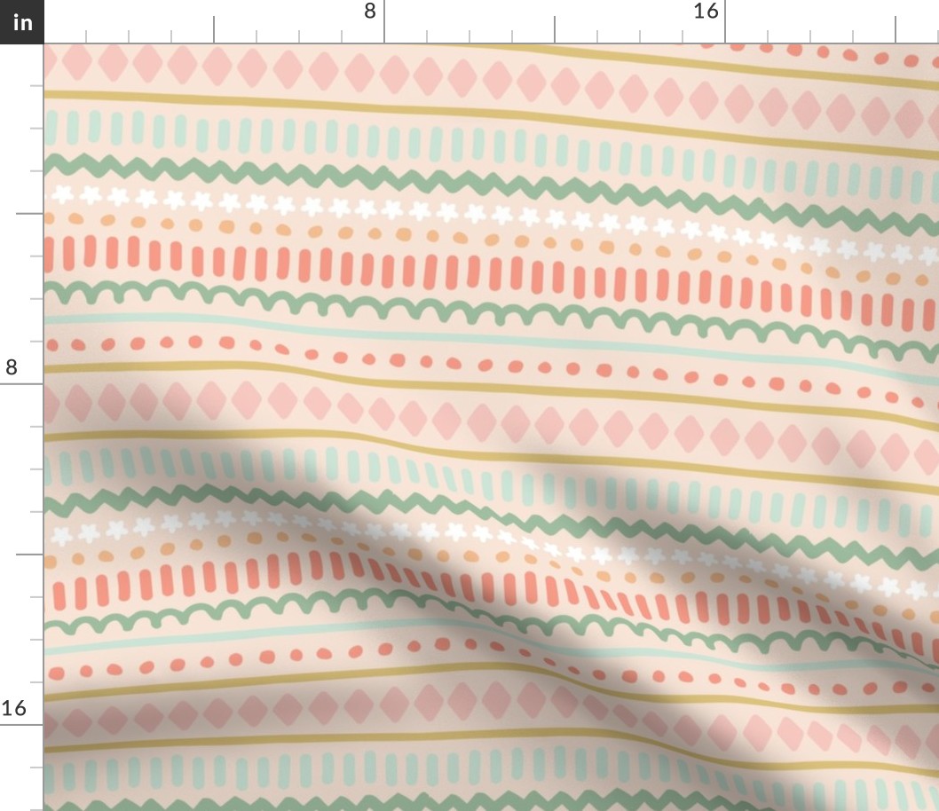 Spring Doodle Stripe - Blush, Large Scale