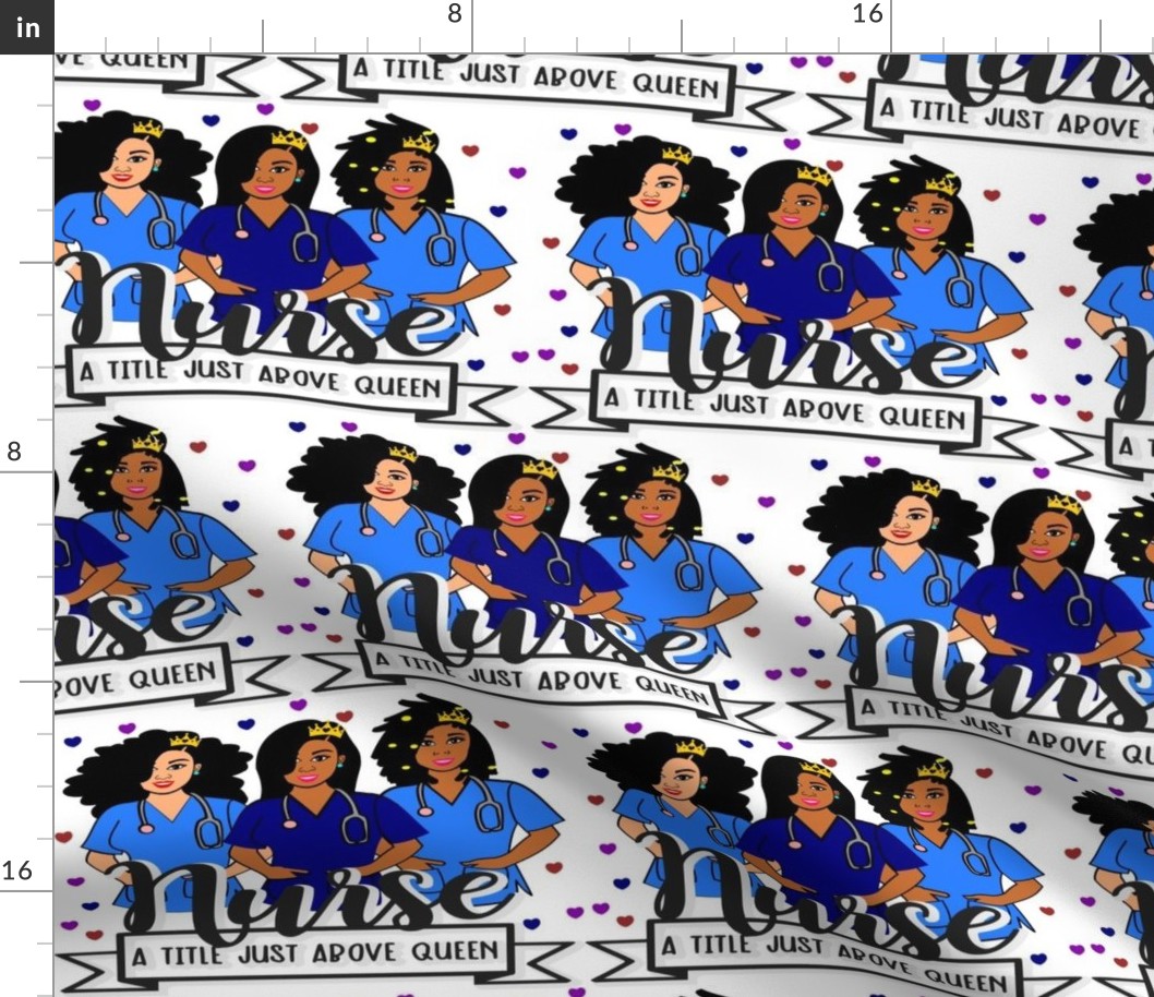 African American Nurse big print  fabric