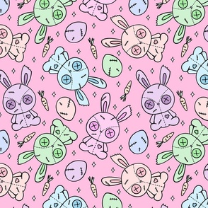 Large Scale - Pastel Rainbow Zombie Bunnies Pink
