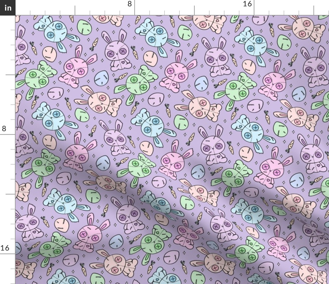 medium Scale - Pastel Rainbow Zombie Bunnies Purple