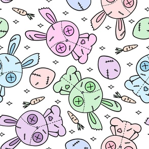 Large Scale - Pastel Rainbow Zombie Bunnies White Rotated