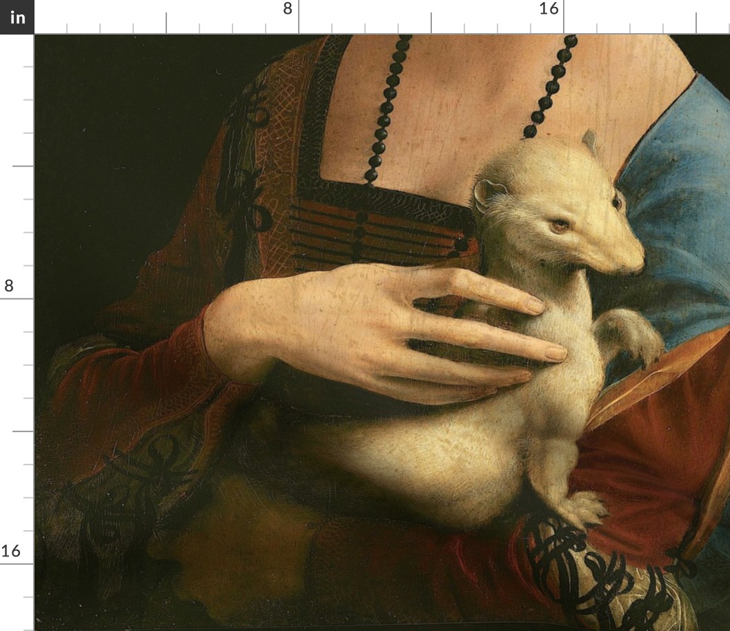 LADY WITH AN ERMINE - LEONARDO DA VINCI  ( Larger 36"x27" size)