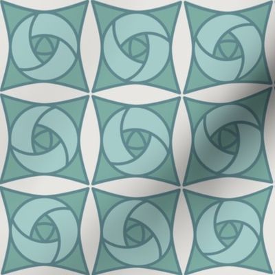 Geometric Pattern: Nouveau Rose: Aqua