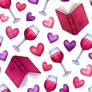   Books wine hearts