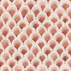 Art deco watercolor palm leaves scallops - terracotta orange earth - 12"