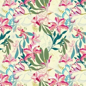 Lilies and leaves cream-01