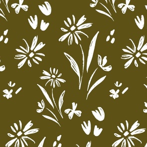 Wildflowers // Floral Print in Olive