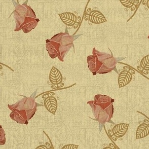 Nouveau Steampunk Rose On Yellow Cream 5 with Overlay - MED