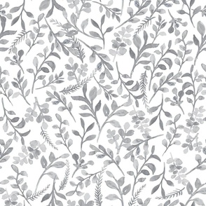 White and grey watercolor leaf pattern
