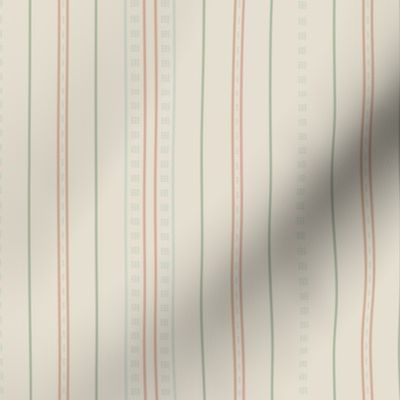 Adler Stripe: Linen, Sage & Pink Tan Thin Stripe, Dotted Stripe