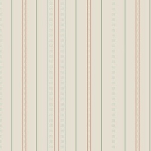 Adler Stripe: Linen, Sage & Pink Tan Thin Stripe, Dotted Stripe