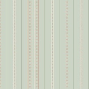 Adler Stripe: Sage Green, Pink Tan & Linen Thin Stripe