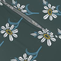 Linocut Budding Floral Lg | Teal