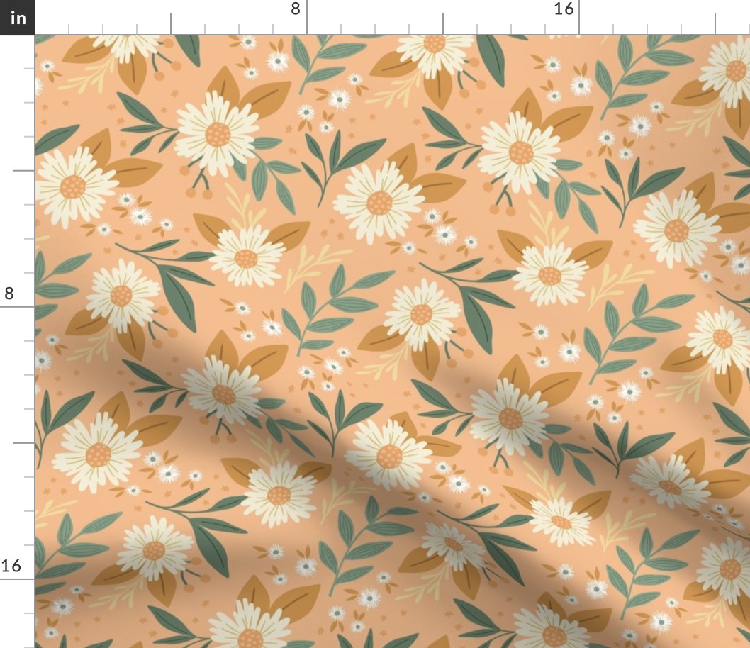 Bella Floral - Apricot, Medium Scale