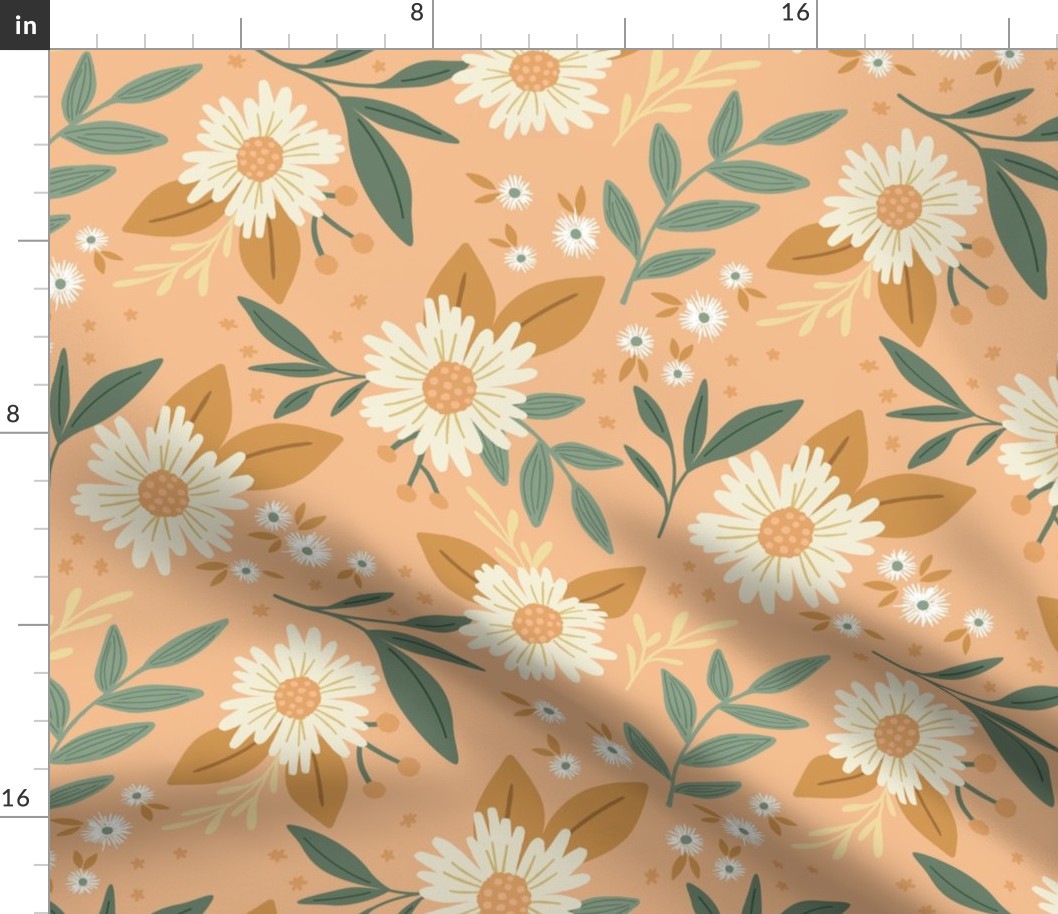 Bella Floral - Apricot, Large Scale