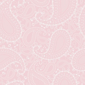 White Paisley on Cotton Candy Pink