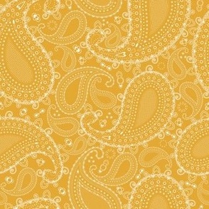 White Paisley on Mustard Yellow - JUMBO