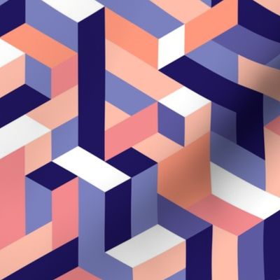 Pastel geometrics 3D isometric color blocks Wallpaper