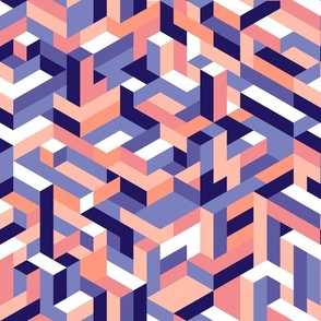 Pastel geometrics 3D isometric color blocks Wallpaper