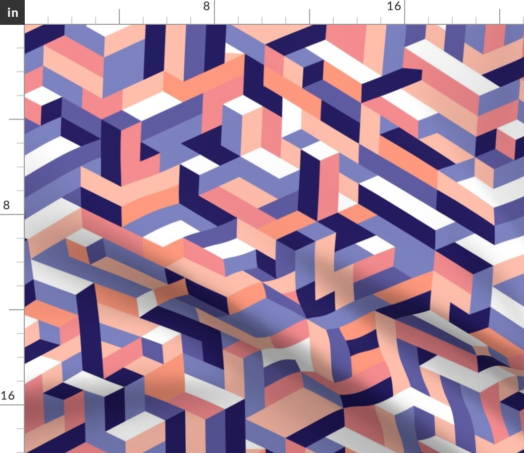 Pastel geometrics 3D isometric color blocks Wallpaper