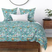 air balloon village teal linen