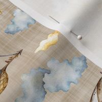 air balloon village brown linen