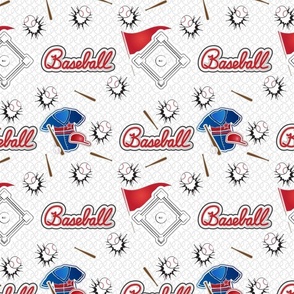 Baseball—Birthday Party Table Linens, Red White and Blue, Bat, Ball, Jersey, Pennant, Uniform, Lettering