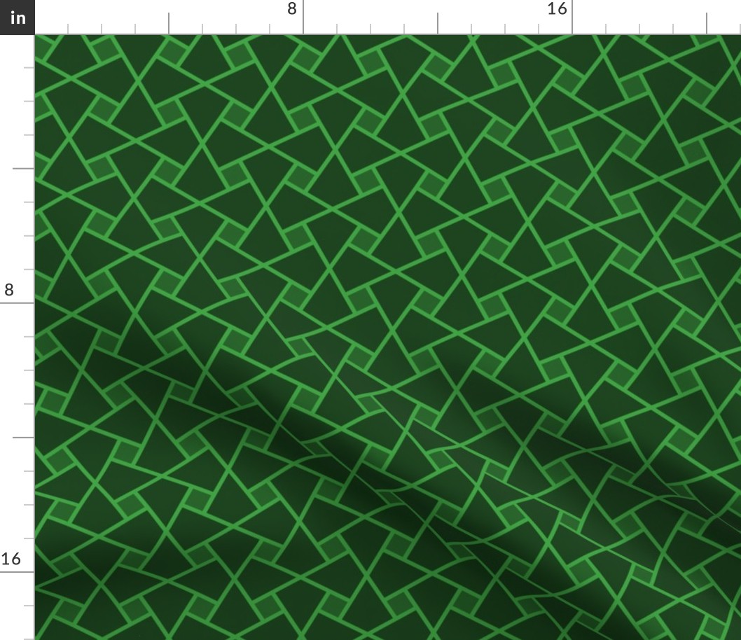 Geometric Pattern: Square Twist: Emerald Dark