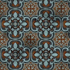 Tuscan tiles Dark teal/copper