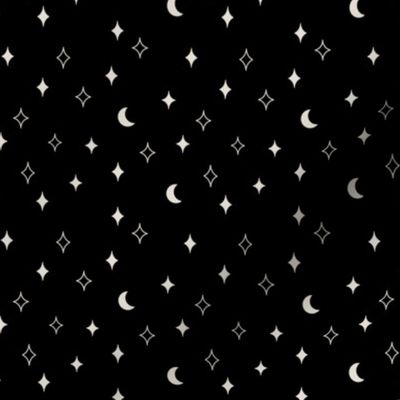 (small scale) moon and stars - soft black - LAD20