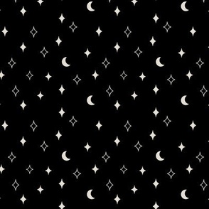 (small scale) moon and stars - soft black - LAD20