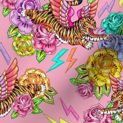 flying tigers floral pastel