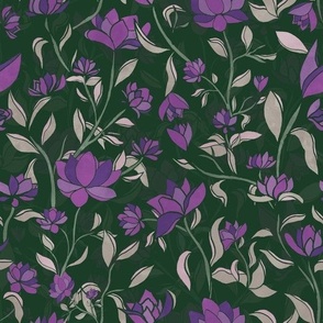 A Maximalist Floral Pattern Bursting with Lavender Hues