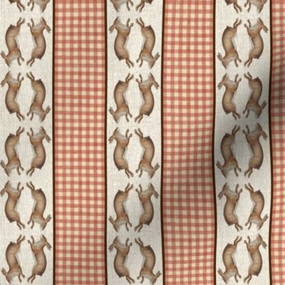 RABBIT GINGHAM STRIPE - IN THE FOREST COLLECTION (RUSSET)