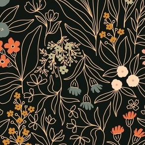 Dark Floral // Winter Floral // Fabric