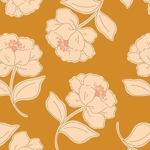 Mustard and White Tossed Floral