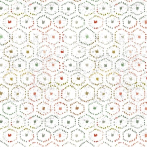 Neutral-toned brushstrokes hexagons - S
