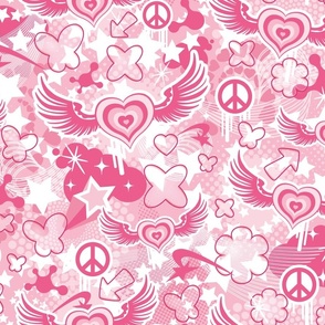 Y2k Pink Fabric, Wallpaper and Home Decor