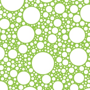 White Bubbles with Lime Green Background Pattern