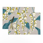 Wisteria Vines - Beige Teal Jumbo Scale