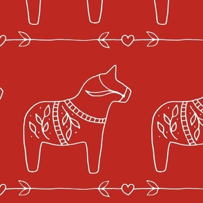 (XL) Hygge Dala Horse | Poppy Red  (Petal Signature Cotton Solid Coordinate)