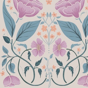 lilac and blue art deco floral