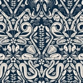 Maximalist nature pattern with snakes